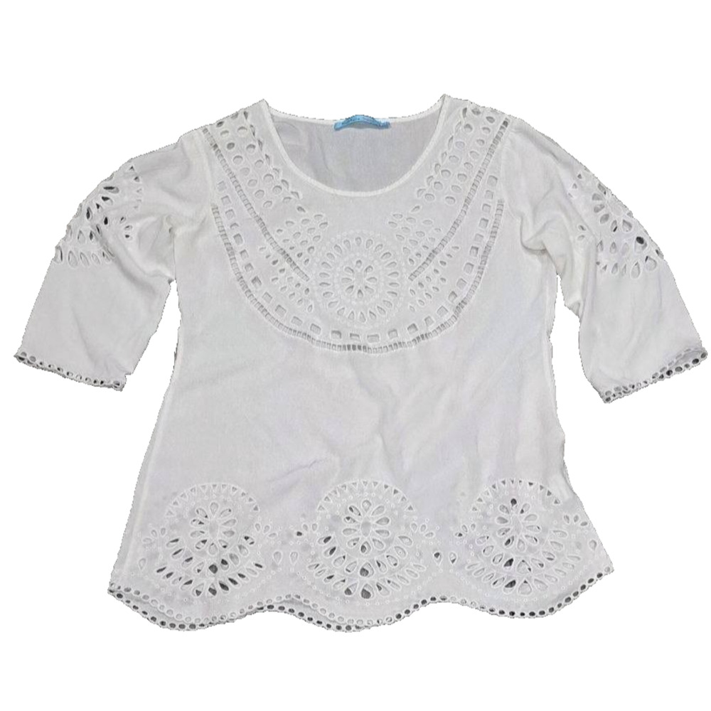 Solitaire Swim Embroidered eyelet beach cover up dress White Medium A004919dre